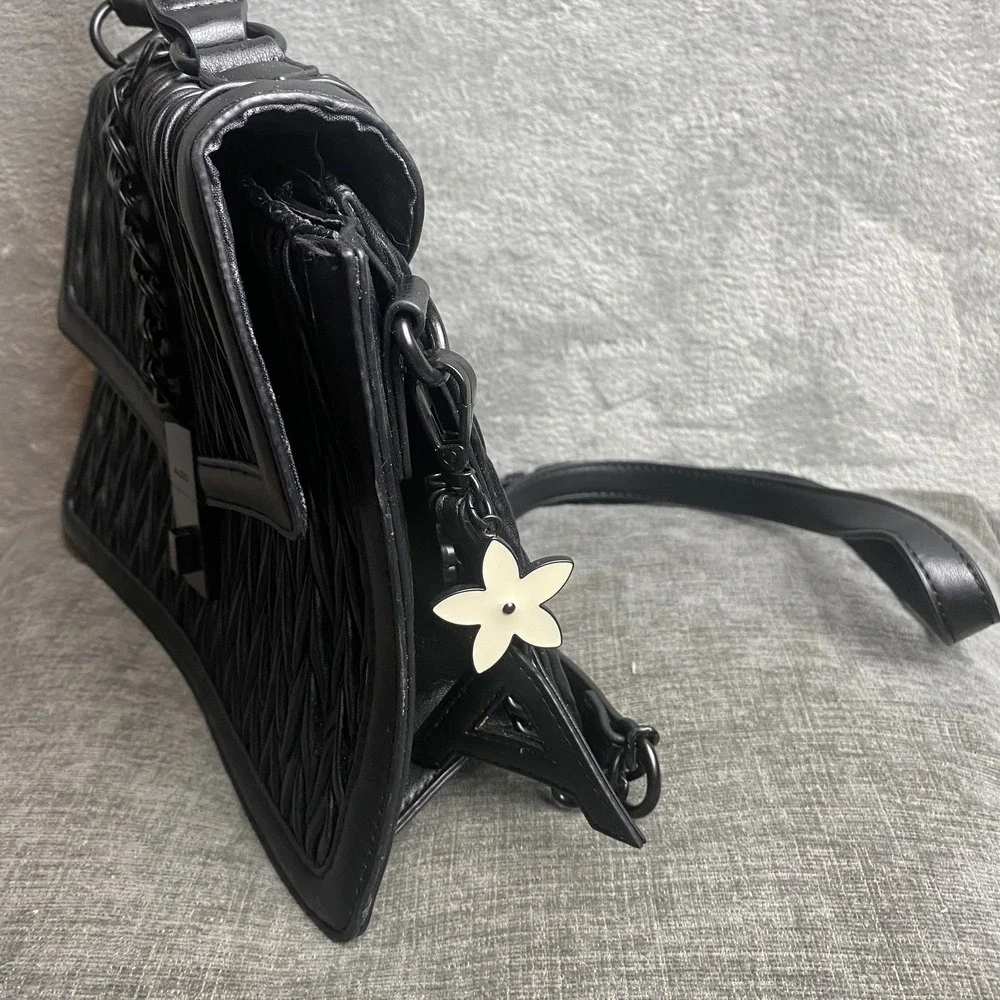 Aldo Black Quilted Leather Shoulder Bag with Chain Strap